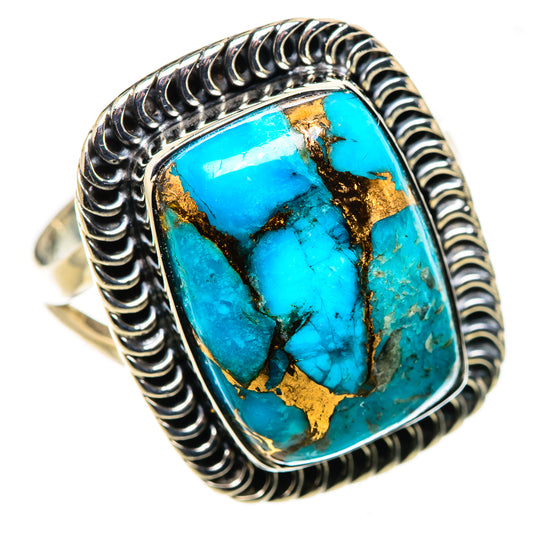 Blue Copper Composite Turquoise Rings handcrafted by Ana Silver Co - RING133665 - Photo 2