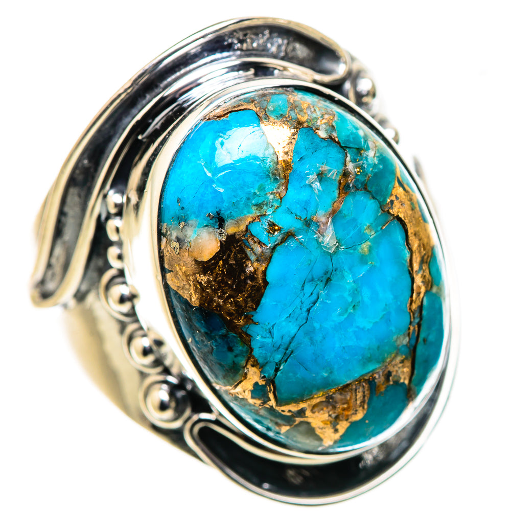 Blue Copper Composite Turquoise Rings handcrafted by Ana Silver Co - RING133667 - Photo 2
