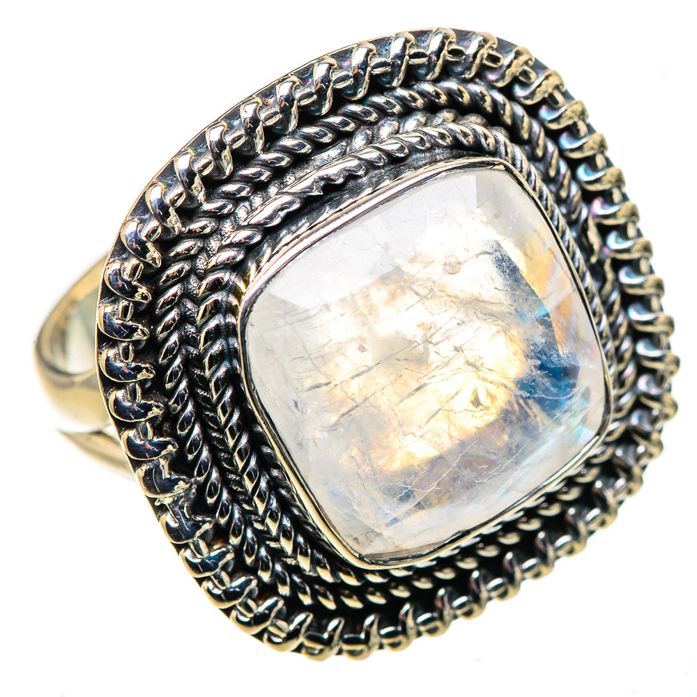 Rainbow Moonstone Rings handcrafted by Ana Silver Co - RING133686 - Photo 2