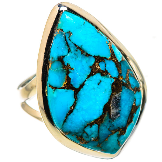 Blue Copper Composite Turquoise Rings handcrafted by Ana Silver Co - RING133691 - Photo 2