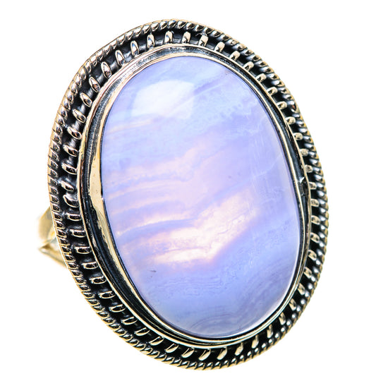 Blue Lace Agate Rings handcrafted by Ana Silver Co - RING133716 - Photo 2