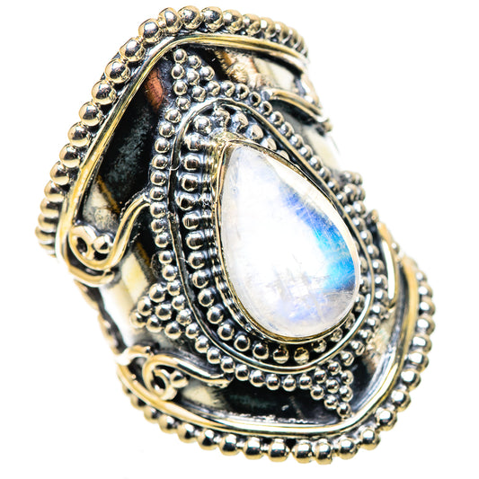 Rainbow Moonstone Rings handcrafted by Ana Silver Co - RING133744 - Photo 2