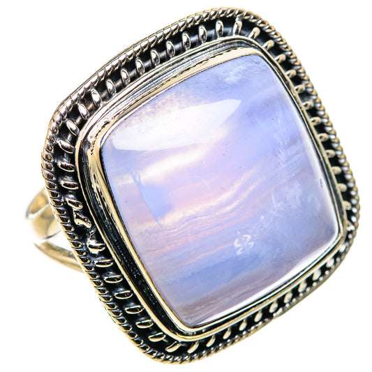 Blue Lace Agate Rings handcrafted by Ana Silver Co - RING133746 - Photo 2