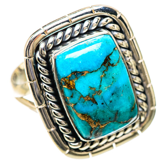 Blue Copper Composite Turquoise Rings handcrafted by Ana Silver Co - RING133766 - Photo 2