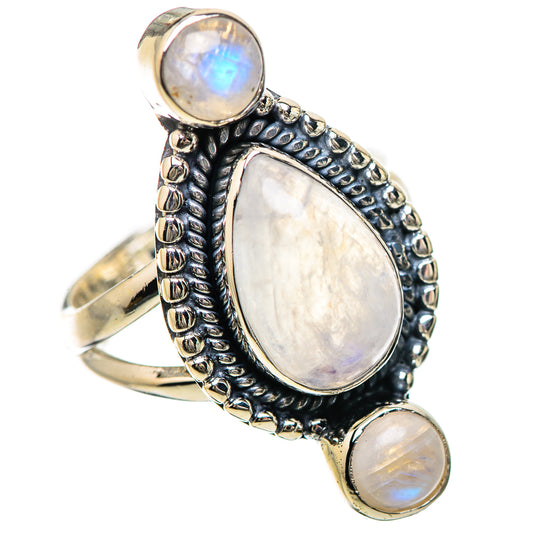 Rainbow Moonstone Rings handcrafted by Ana Silver Co - RING133785 - Photo 2