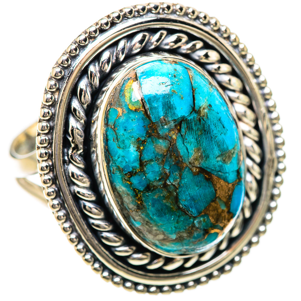 Blue Copper Composite Turquoise Rings handcrafted by Ana Silver Co - RING133796 - Photo 2