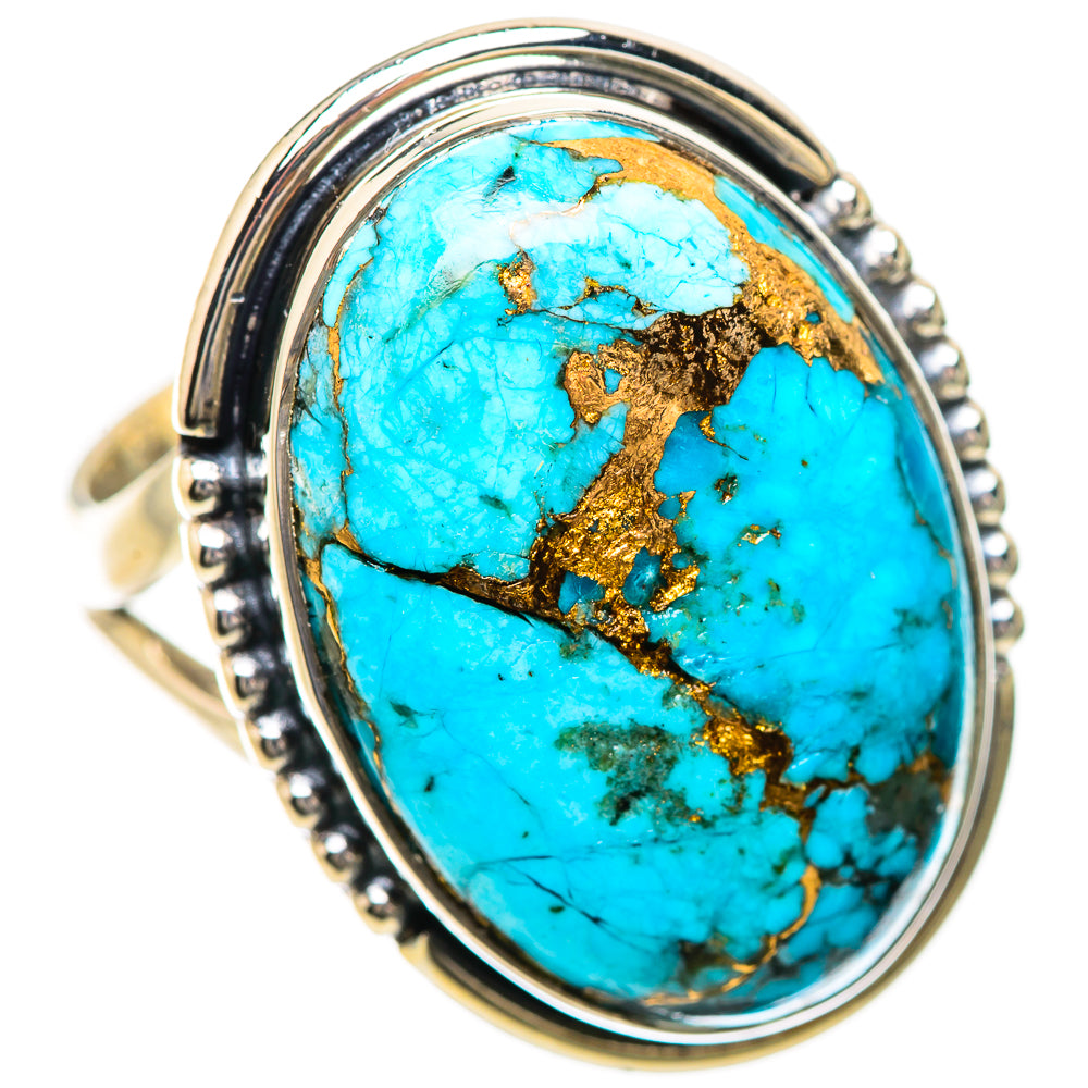 Blue Copper Composite Turquoise Rings handcrafted by Ana Silver Co - RING133827 - Photo 2