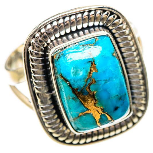 Blue Copper Composite Turquoise Rings handcrafted by Ana Silver Co - RING133853 - Photo 2