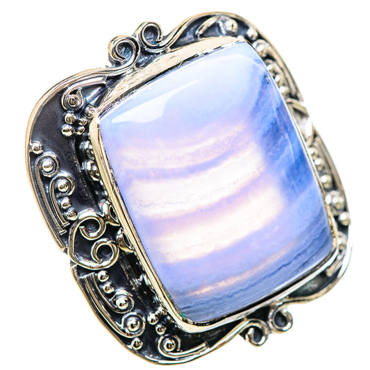 Blue Lace Agate Rings handcrafted by Ana Silver Co - RING133904 - Photo 2