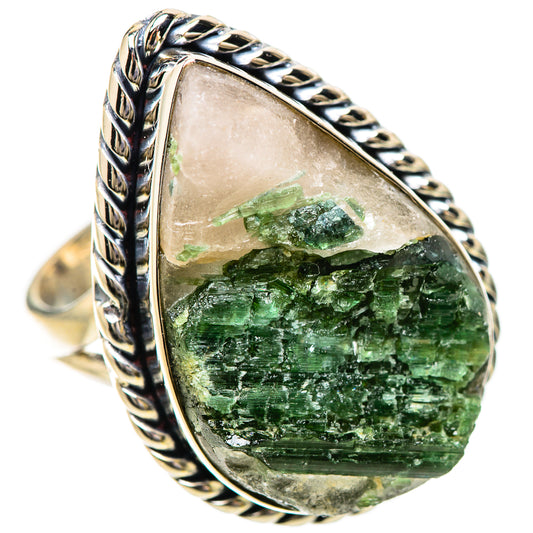 Green Tourmaline In Quartz Rings handcrafted by Ana Silver Co - RING133942 - Photo 2
