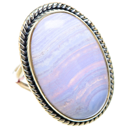Blue Lace Agate Rings handcrafted by Ana Silver Co - RING133948 - Photo 2