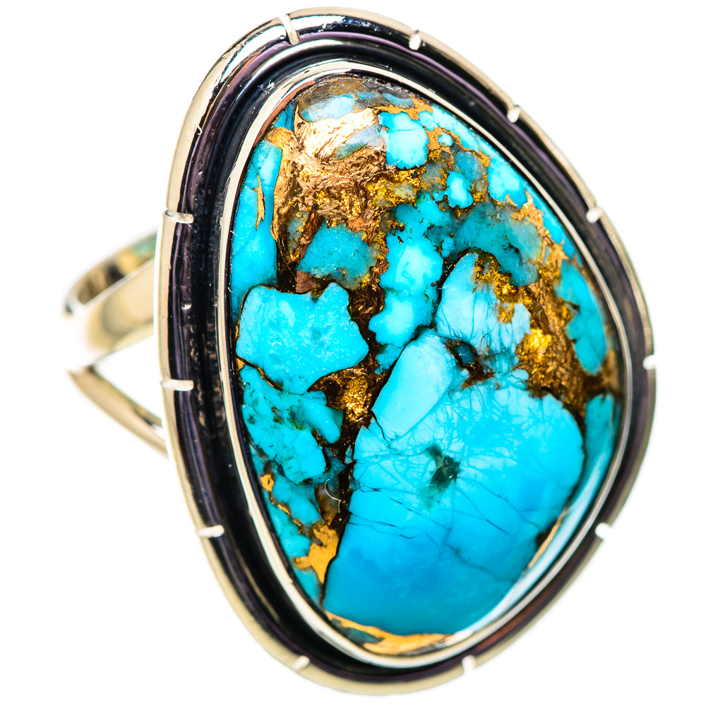 Blue Copper Composite Turquoise Rings handcrafted by Ana Silver Co - RING133963 - Photo 2