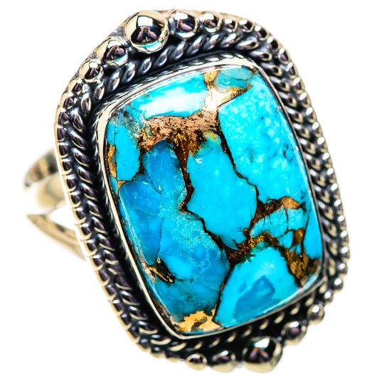 Blue Copper Composite Turquoise Rings handcrafted by Ana Silver Co - RING133990 - Photo 2