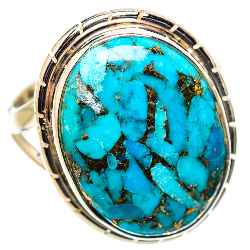 Blue Copper Composite Turquoise Rings handcrafted by Ana Silver Co - RING133994 - Photo 2