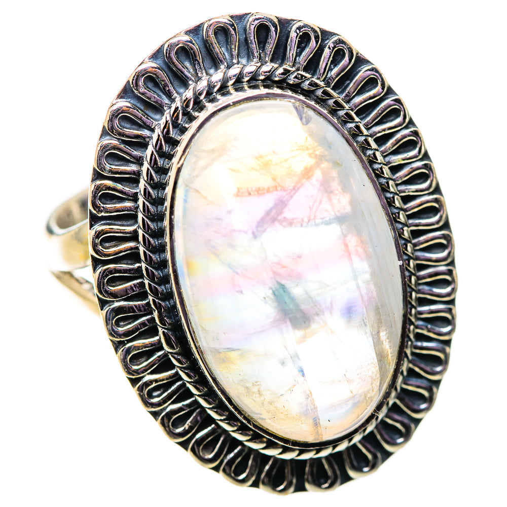 Rainbow Moonstone Rings handcrafted by Ana Silver Co - RING134007 - Photo 2