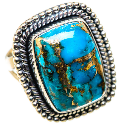 Blue Copper Composite Turquoise Rings handcrafted by Ana Silver Co - RING134020 - Photo 2