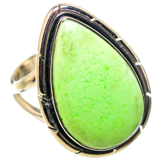 Lemon Chrysoprase Rings handcrafted by Ana Silver Co - RING134023 - Photo 2