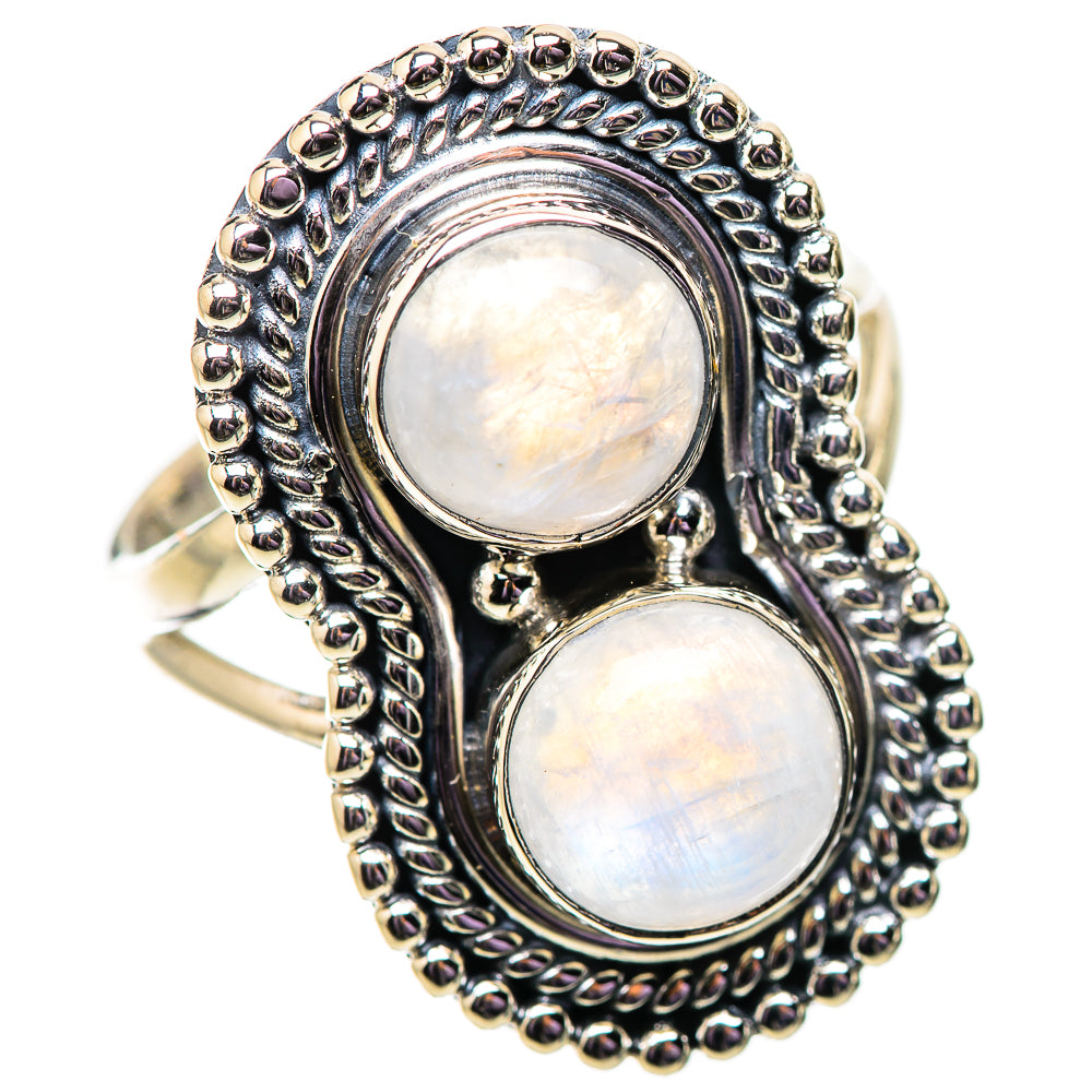 Rainbow Moonstone Rings handcrafted by Ana Silver Co - RING134060 - Photo 2