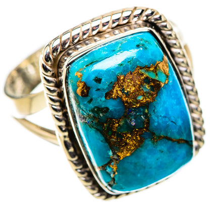 Blue Copper Composite Turquoise Rings handcrafted by Ana Silver Co - RING134093 - Photo 2