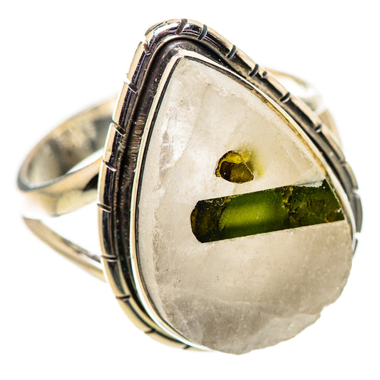 Green Tourmaline In Quartz Rings handcrafted by Ana Silver Co - RING134097 - Photo 2