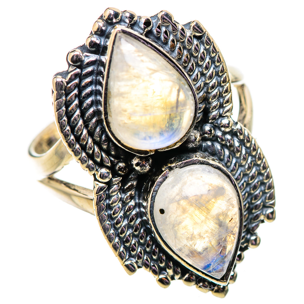 Rainbow Moonstone Rings handcrafted by Ana Silver Co - RING134110 - Photo 2