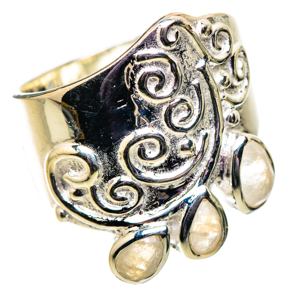 Rainbow Moonstone Rings handcrafted by Ana Silver Co - RING134135 - Photo 2