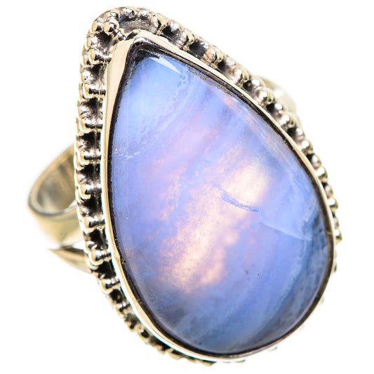 Blue Lace Agate Rings handcrafted by Ana Silver Co - RING134136 - Photo 2