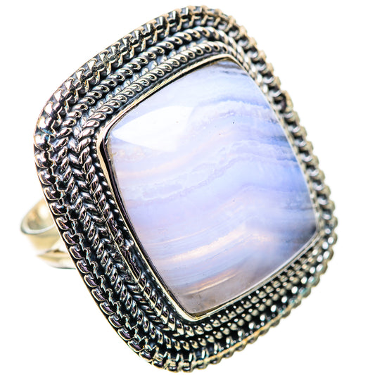 Blue Lace Agate Rings handcrafted by Ana Silver Co - RING134155 - Photo 2