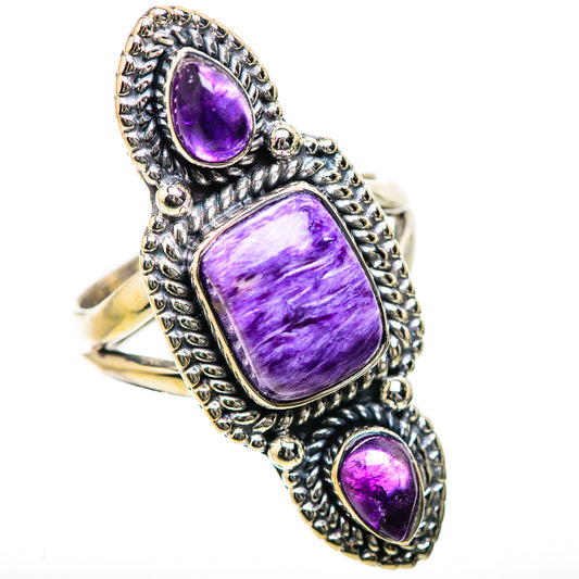 Charoite, Amethyst Rings handcrafted by Ana Silver Co - RING134174 - Photo 2