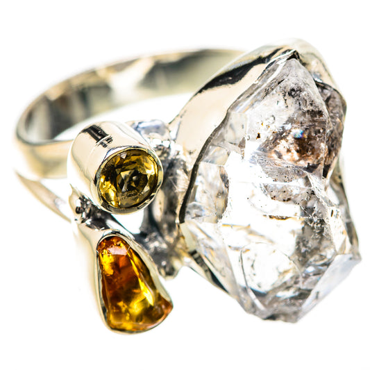 Herkimer Diamond, Citrine Rings handcrafted by Ana Silver Co - RING134178 - Photo 2