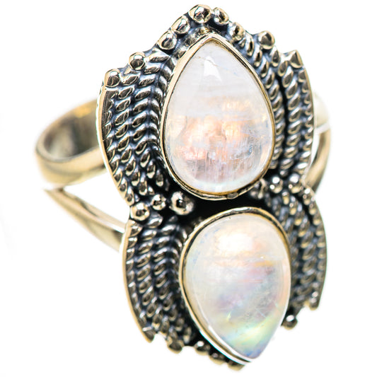 Rainbow Moonstone Rings handcrafted by Ana Silver Co - RING134180 - Photo 2