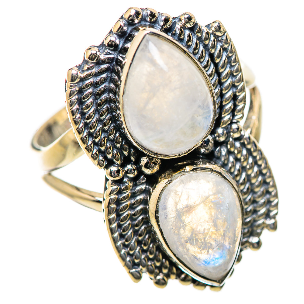 Rainbow Moonstone Rings handcrafted by Ana Silver Co - RING134199 - Photo 2