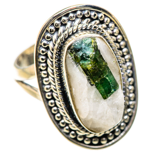 Green Tourmaline In Quartz Rings handcrafted by Ana Silver Co - RING134211 - Photo 2