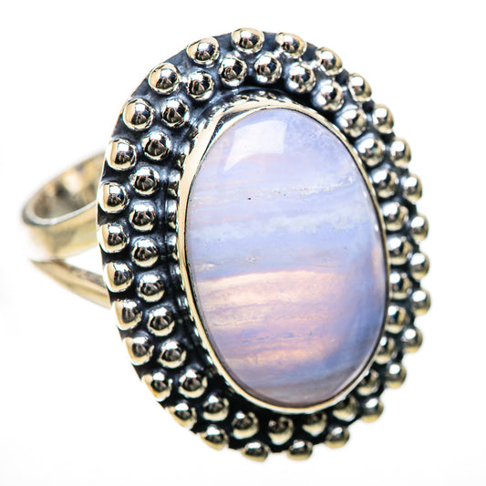 Blue Lace Agate Rings handcrafted by Ana Silver Co - RING134238 - Photo 2