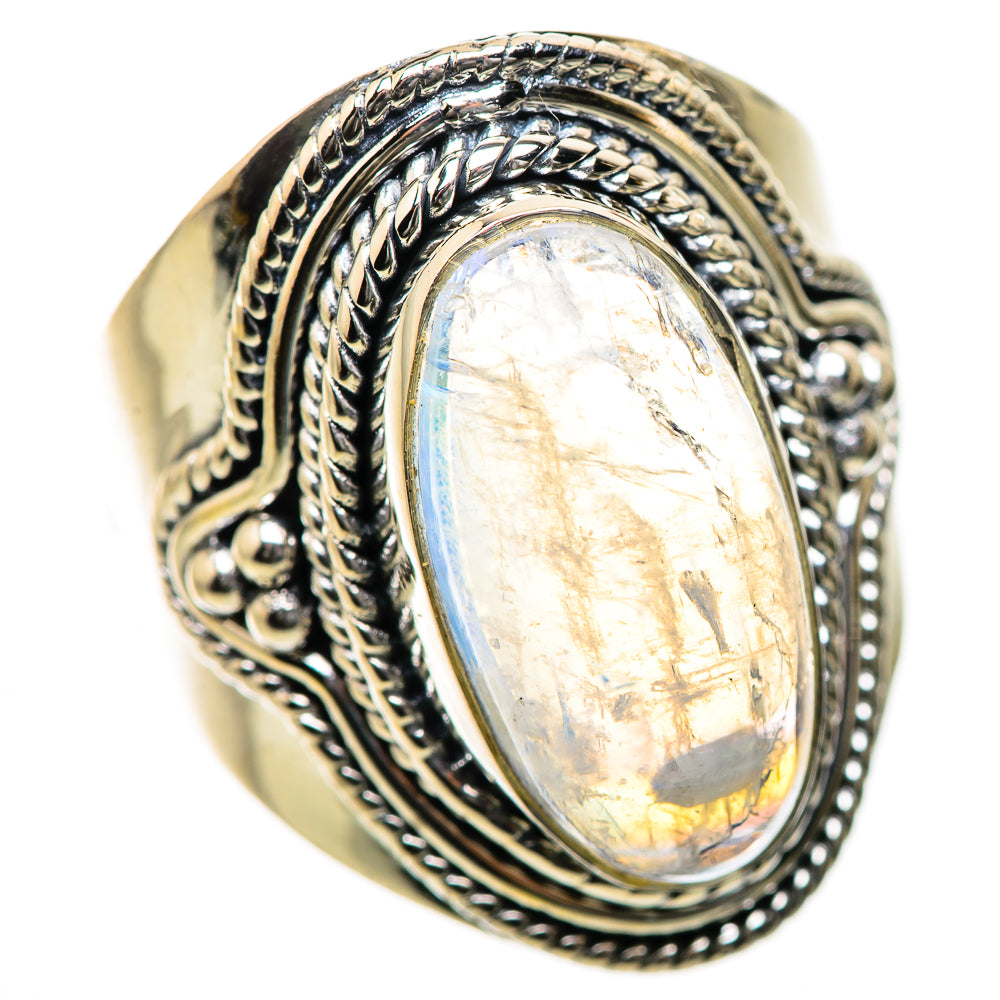Rainbow Moonstone Rings handcrafted by Ana Silver Co - RING134266 - Photo 2