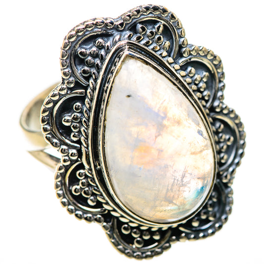 Rainbow Moonstone Rings handcrafted by Ana Silver Co - RING134277 - Photo 2