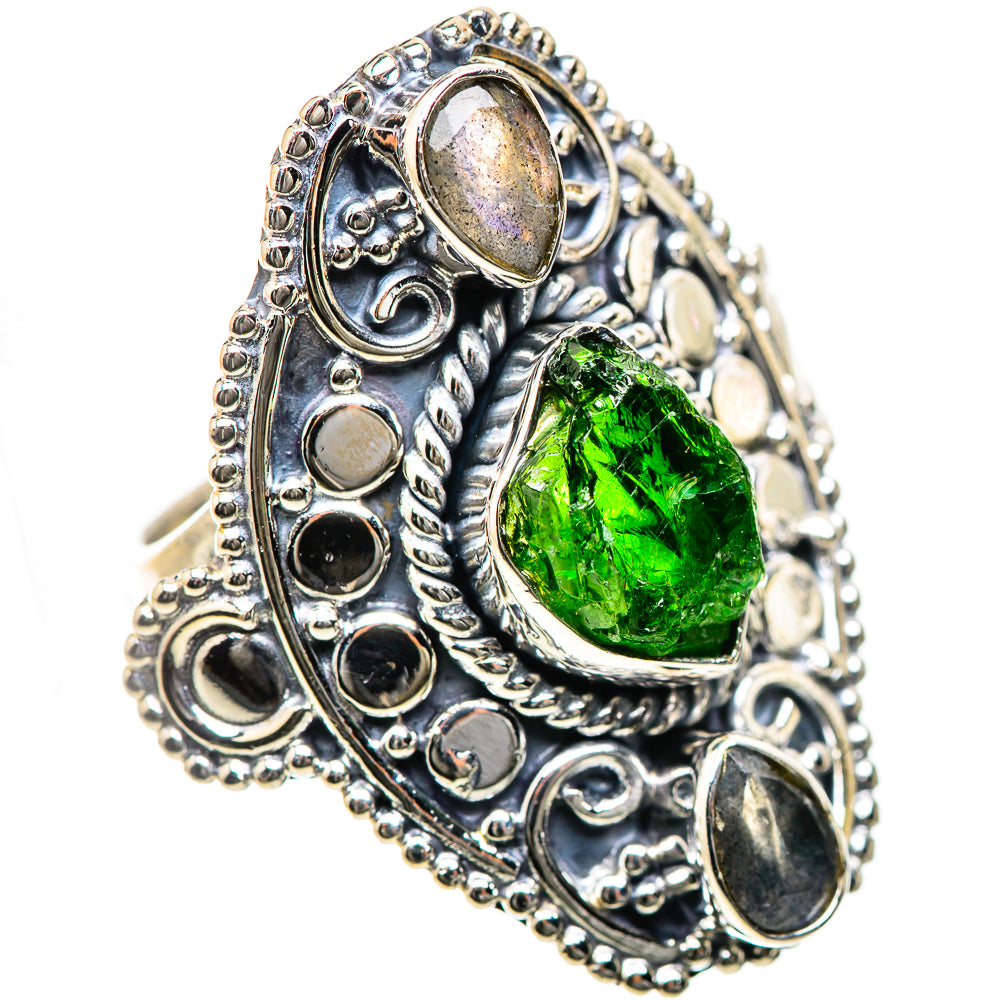 Chrome Diopside, Labradorite Rings handcrafted by Ana Silver Co - RING134308 - Photo 2