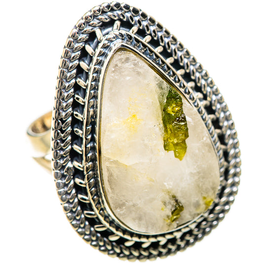 Green Tourmaline In Quartz Rings handcrafted by Ana Silver Co - RING134309 - Photo 2