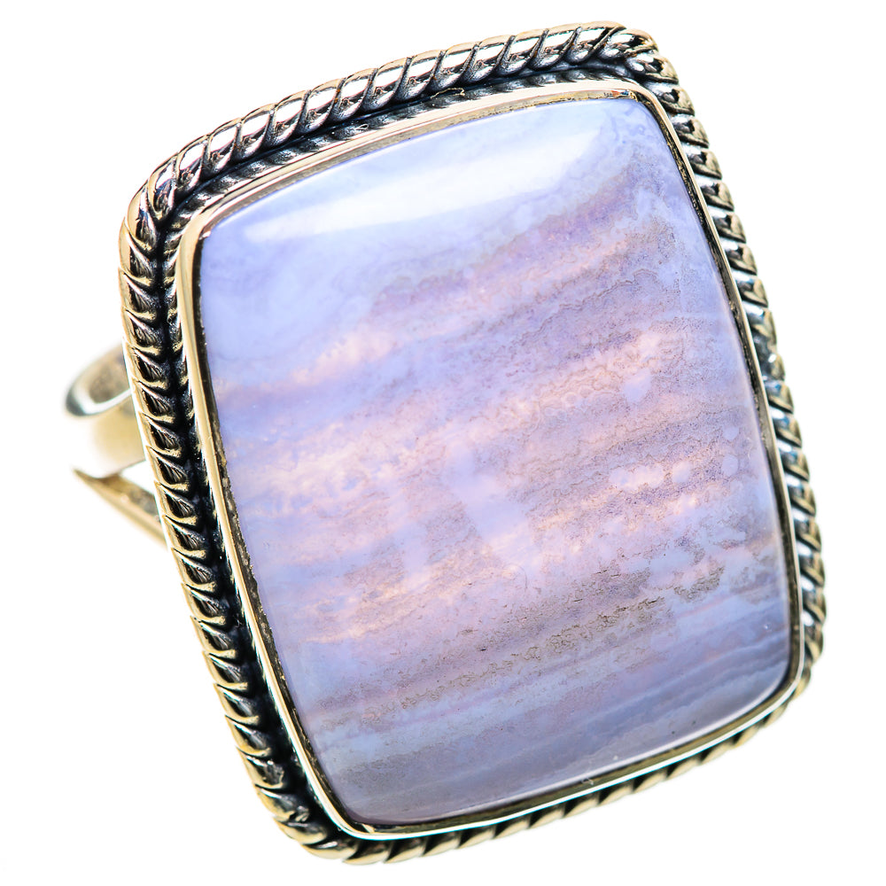 Blue Lace Agate Rings handcrafted by Ana Silver Co - RING134312 - Photo 2