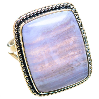 Blue Lace Agate Rings handcrafted by Ana Silver Co - RING134312 - Photo 2