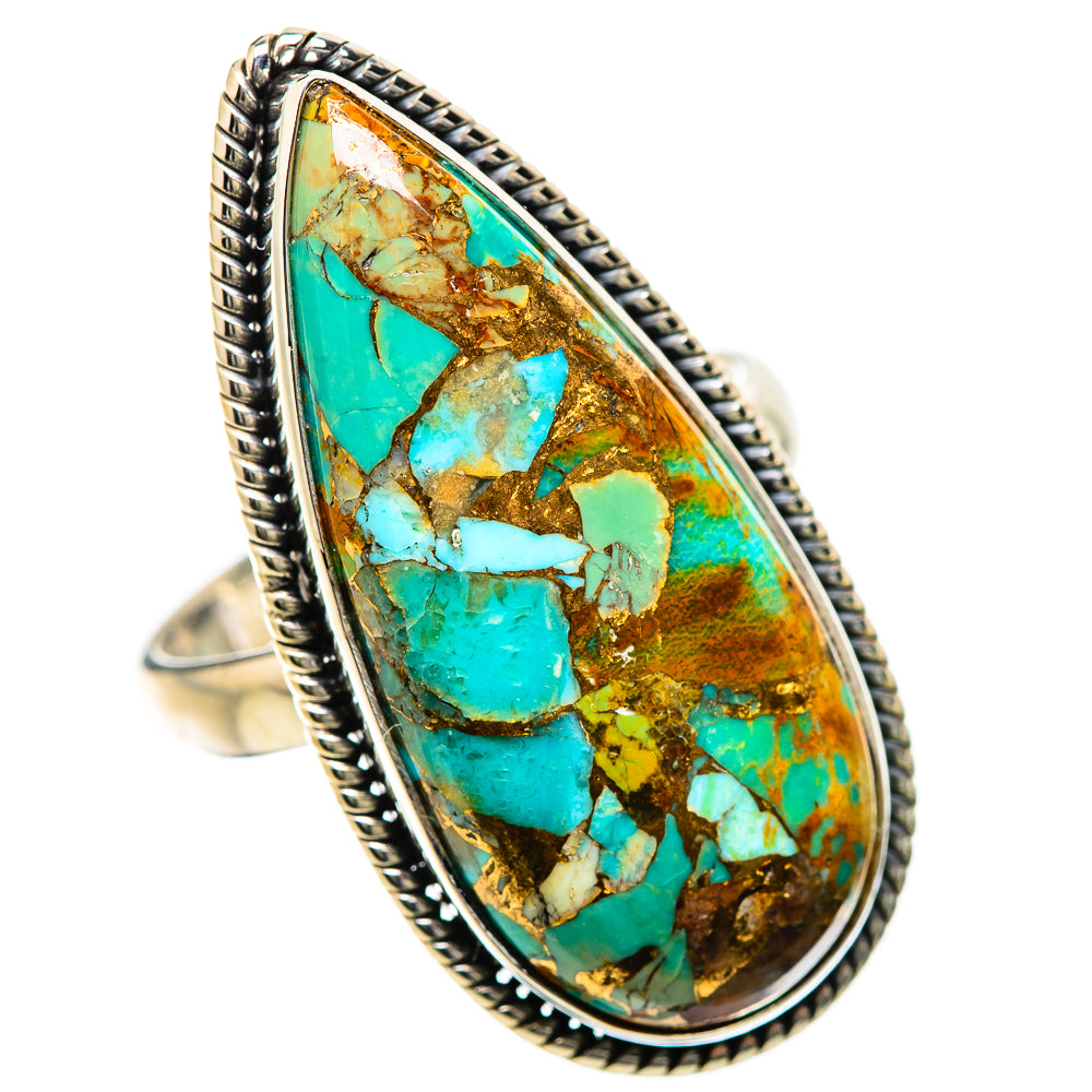 Blue Copper Composite Turquoise Rings handcrafted by Ana Silver Co - RING134314 - Photo 2