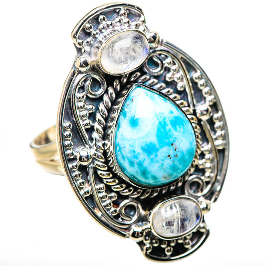 Larimar, Rainbow Moonstone Rings handcrafted by Ana Silver Co - RING134328 - Photo 2