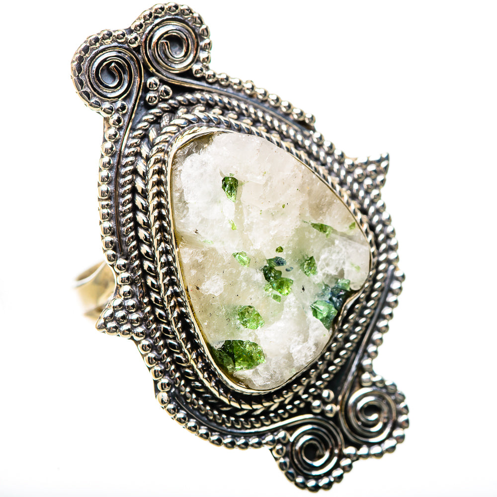 Green Tourmaline In Quartz Rings handcrafted by Ana Silver Co - RING134330 - Photo 2