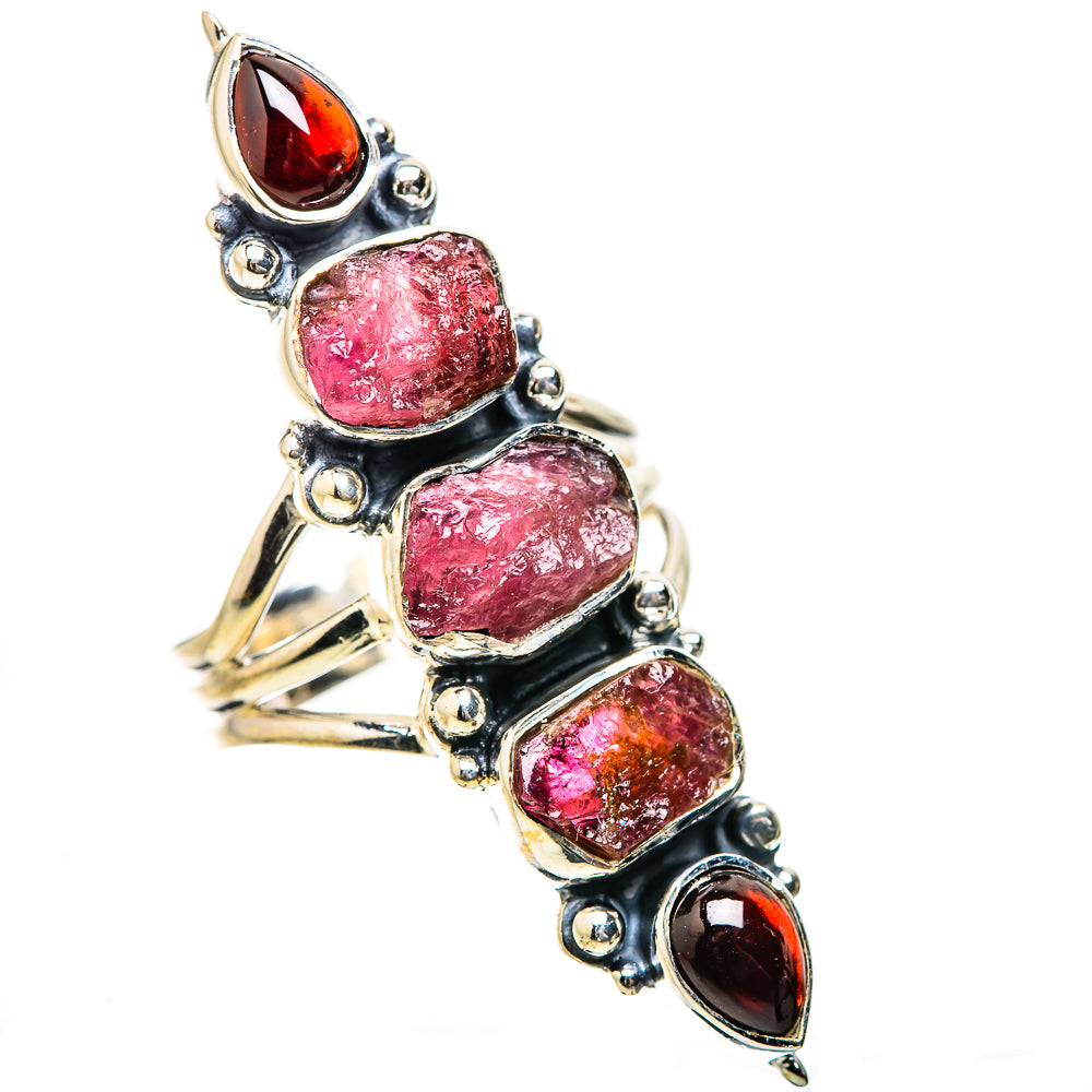 Pink Tourmaline, Garnet Rings handcrafted by Ana Silver Co - RING134331 - Photo 2