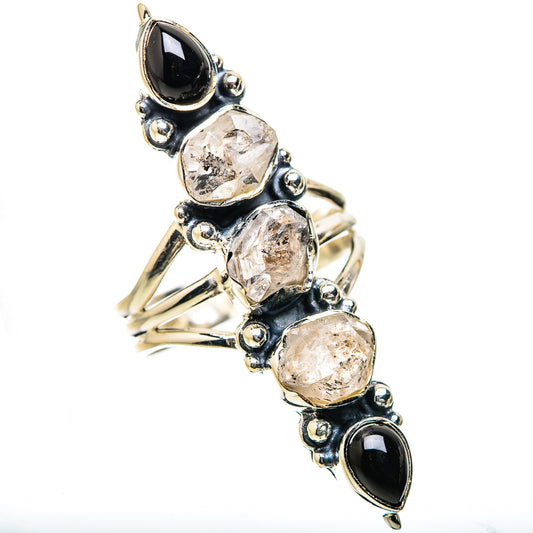 Herkimer Diamond, Black Onyx Rings handcrafted by Ana Silver Co - RING134332 - Photo 2