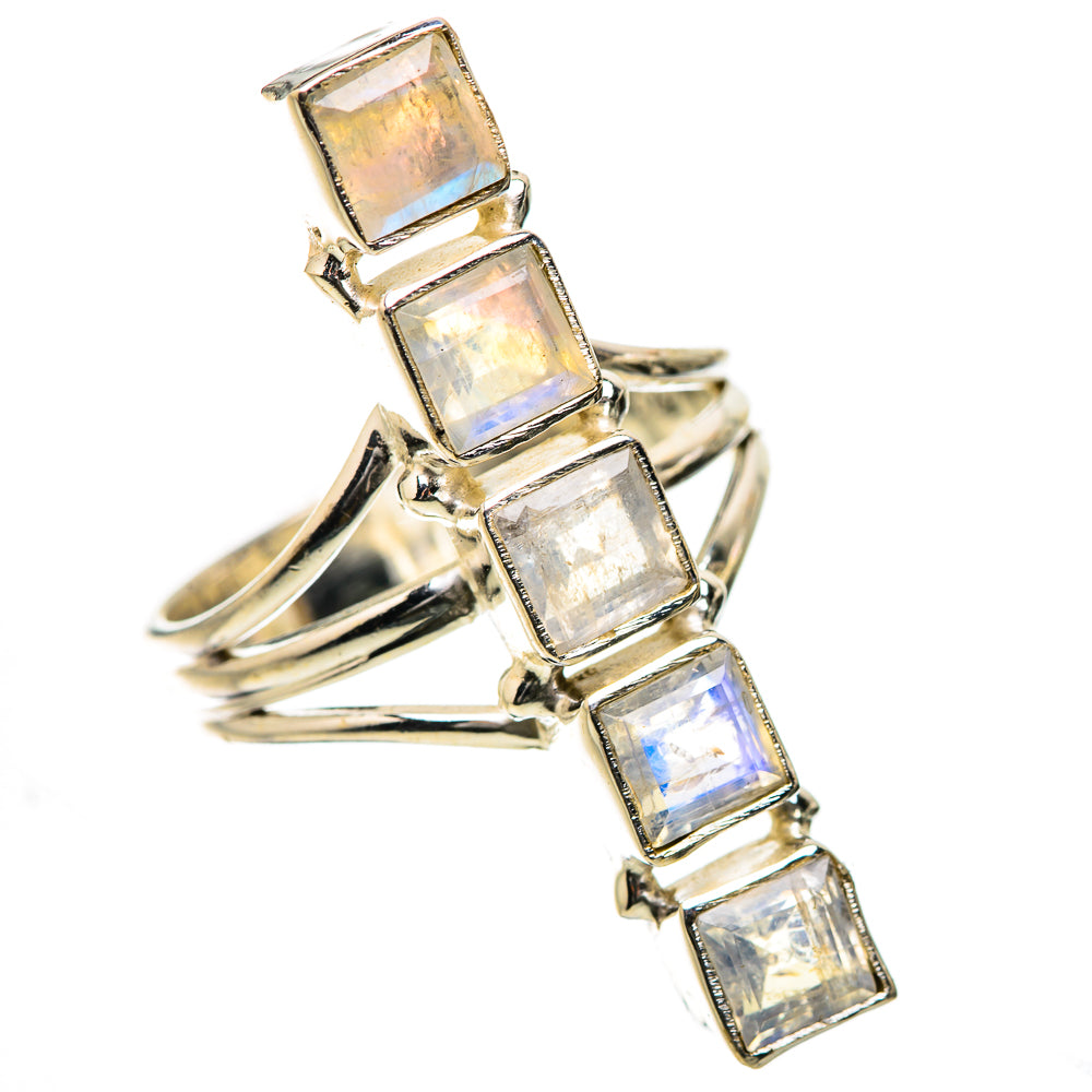Rainbow Moonstone Rings handcrafted by Ana Silver Co - RING134345 - Photo 2
