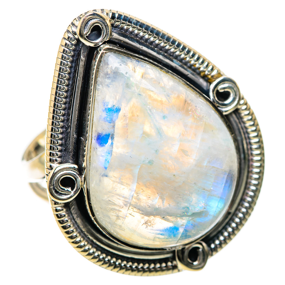 Rainbow Moonstone Rings handcrafted by Ana Silver Co - RING134352 - Photo 2