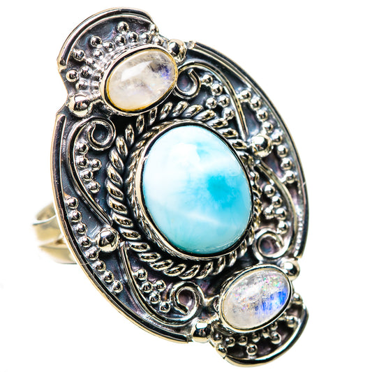 Larimar, Rainbow Moonstone Rings handcrafted by Ana Silver Co - RING134355 - Photo 2