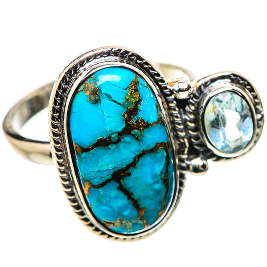 Blue Copper Composite Turquoise Rings handcrafted by Ana Silver Co - RING134362 - Photo 2