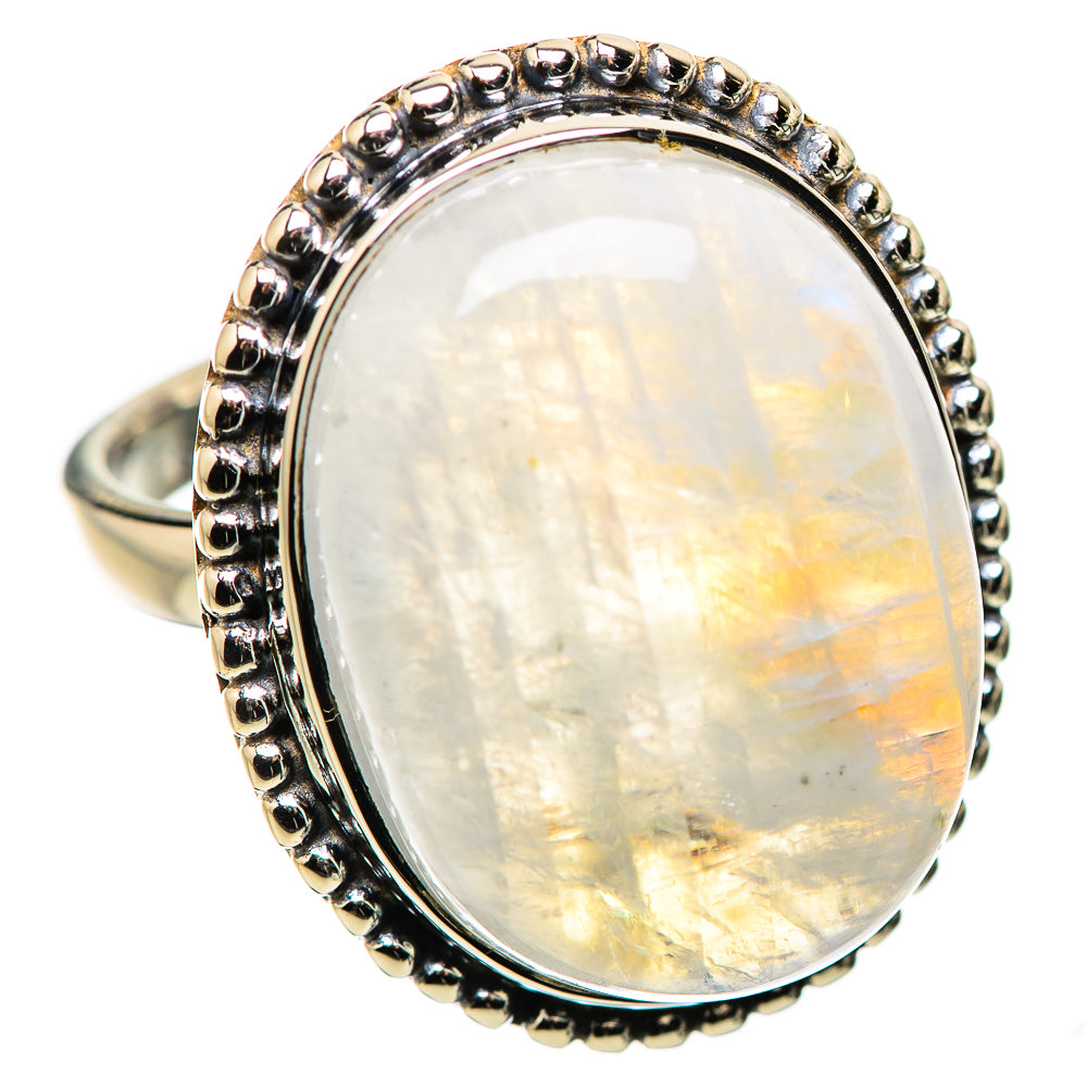 Rainbow Moonstone Rings handcrafted by Ana Silver Co - RING134402 - Photo 2